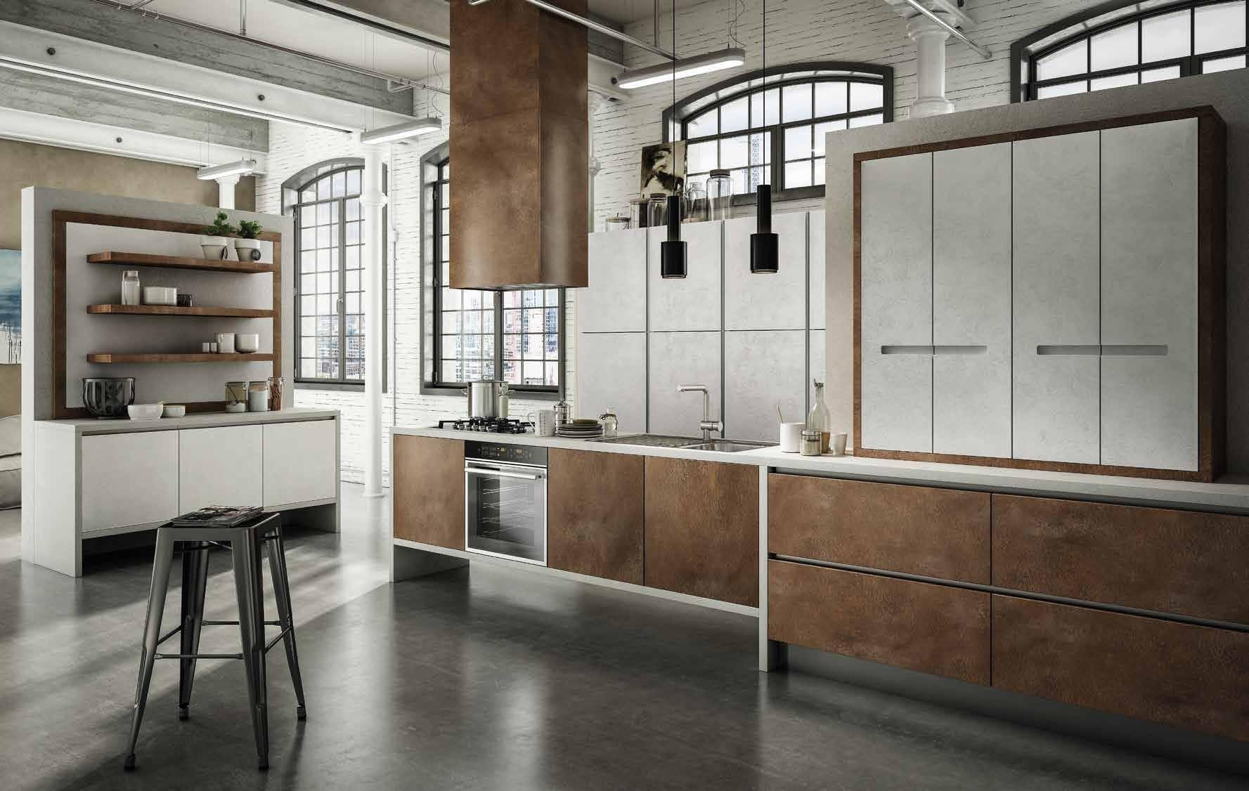 Cuisine Lesmo Cult, façades à cadre et patine claire